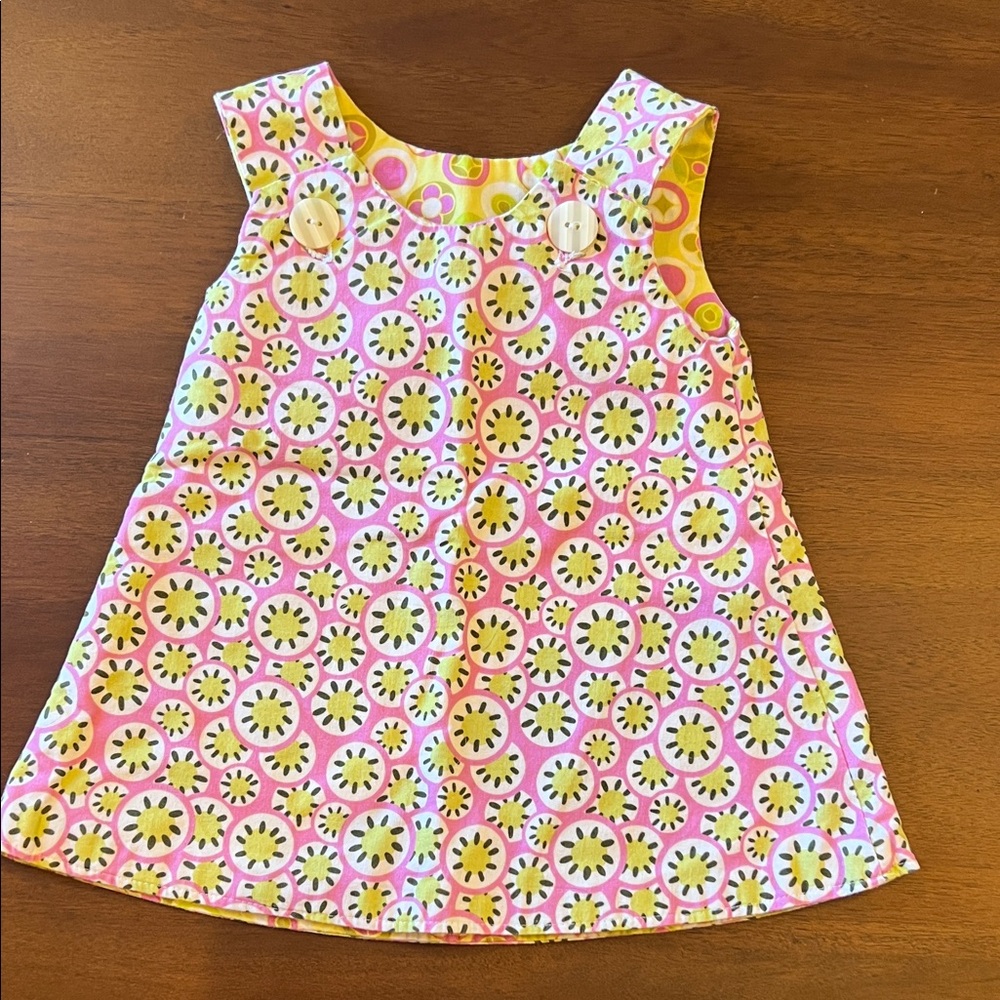 Fleming Reversible Pink and Yellow Floral Sleeveless Dress